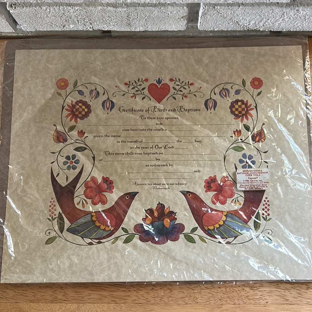 Keepsake Birth & Baptism Announcement